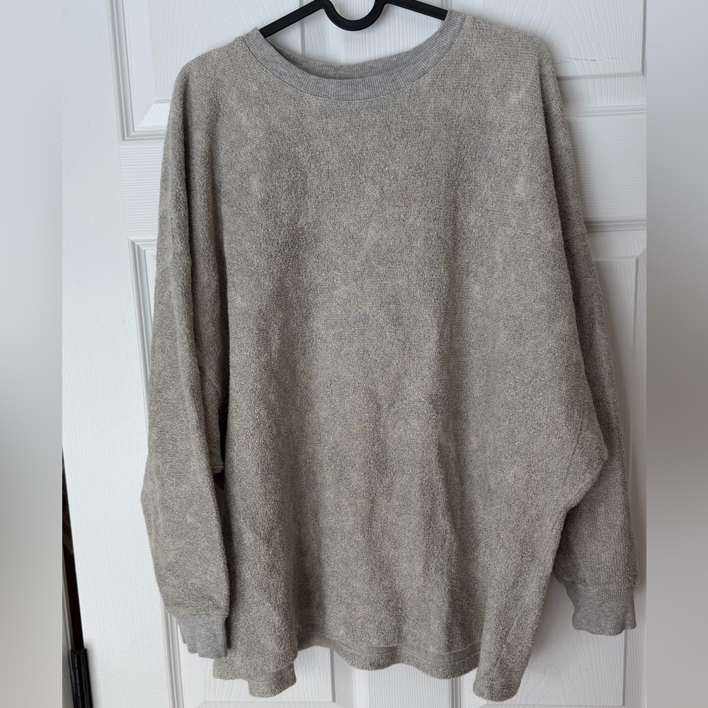 The Kooples Light Gray Crewneck Inside Out Metallic Sweater